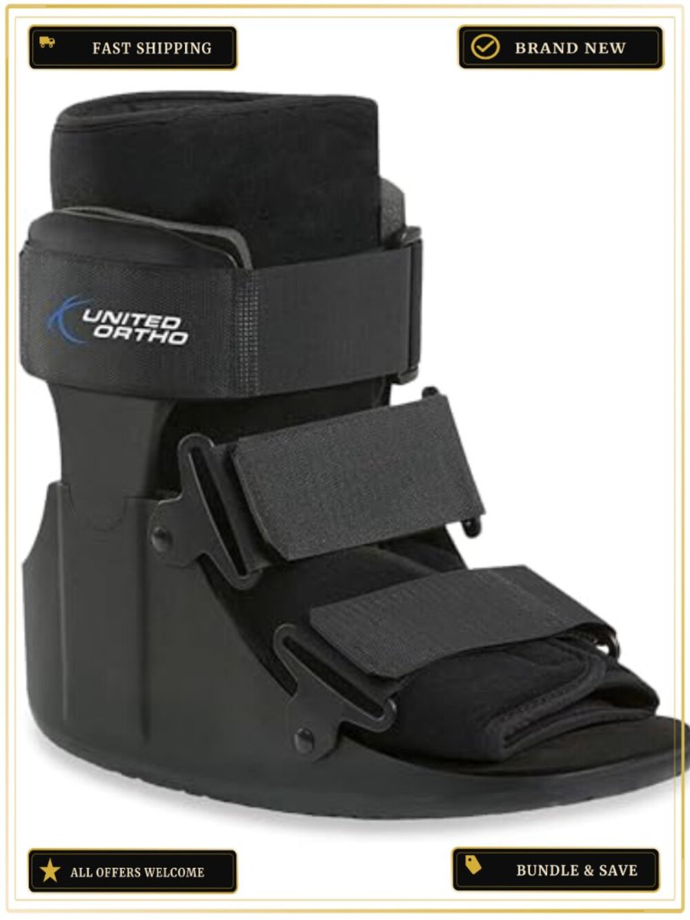 Short Cam Walker Fracture Boot, Extra Small, Black